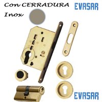 Tiradores para puertas correderas. Cazoleta embutir inox con cerradura redondo