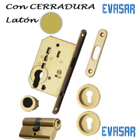 Tiradores para puertas correderas. Cazoleta embutir laton con cerradura redondo
